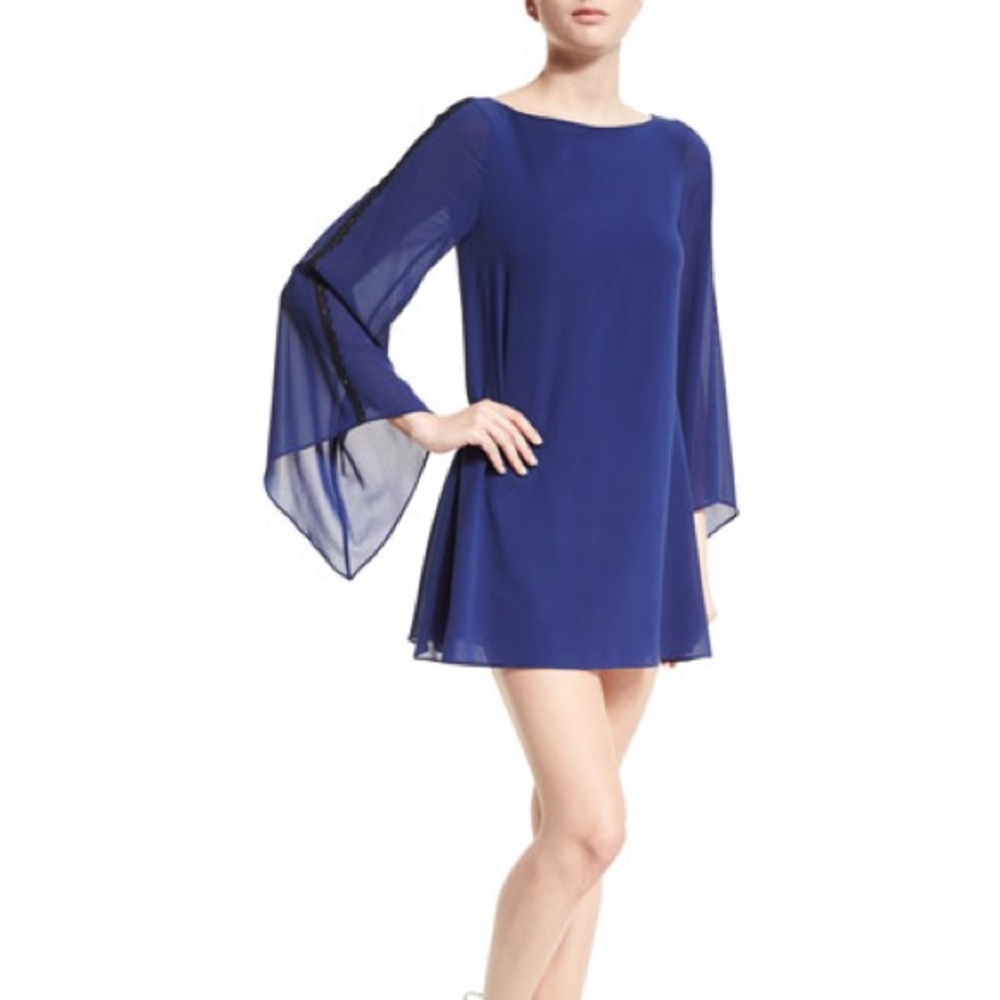 Alice and Olivia indigo blue long sleeve dress
